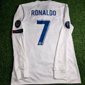 Ronaldo Real Madrid 2017 2018 LAST GAME Long Sleeve Soccer Jersey M